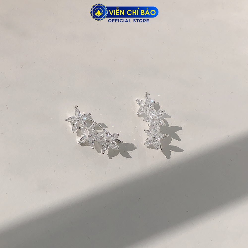 Bông tai bạc nữ Hoa lan chất liệu bạc 925 thời trang phụ kiện trang sức nữ Viễn Chí Bảo B400521