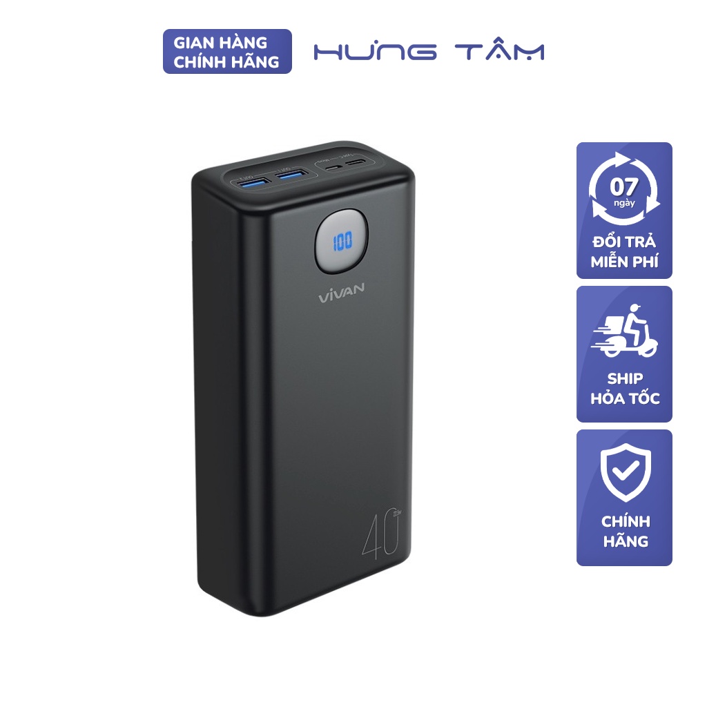 Sạc dự phòng sạc nhanh 22.5w 5A 40000mAh-20000mAh, VIVAN VPB-B40. VPB-A20