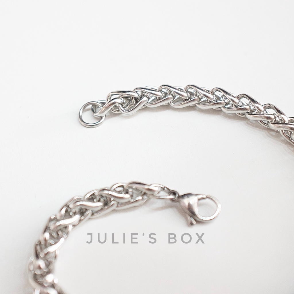 Vòng Tay Titan Unisex Dày 5MM Xích Basic Không Đen Không Hoen Gỉ Không Phai Màu Không Ngứa Bền julies box 66 bracelet