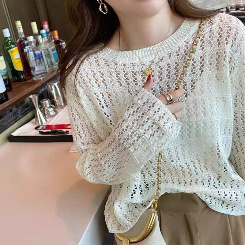 Áo Sweater Dài Tay Khoét Lỗ Phong Cách Trẻ Trung Thanh Lịch Dành Cho Nữ