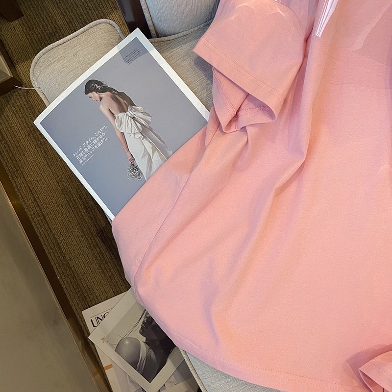 Áo thun ZHELIHANGFEI tay ngắn dáng rộng in hình trái tim thời trang cho nữ