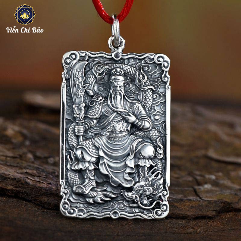 Mặt dây chuyền bạc nam quan thánh ngự long mặt dây chuyền đẹp chất liệu bạc Thái 925 trang sức Viễn Chí Bảo M100032