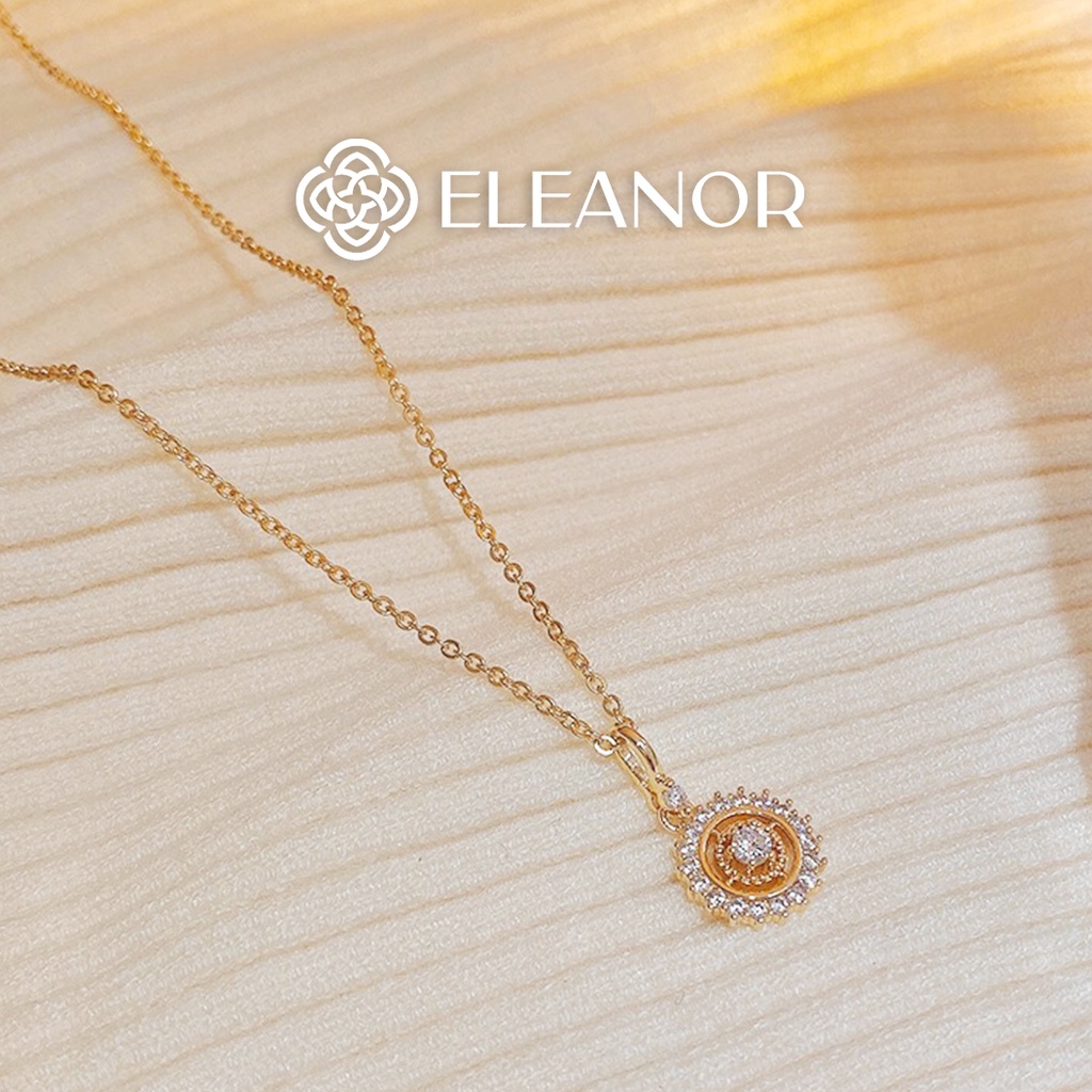 Dây Chuyền Bạc Eleanor Mạ Vàng 14K Mặt Tròn Đính Hạt Siêu Xinh SP02716