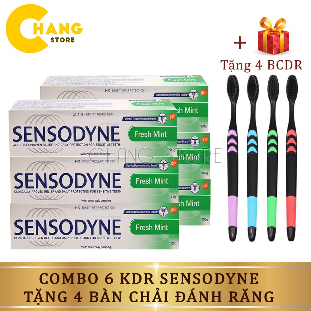 Combo 6 Kem đánh răng Thái Lan tặng 4 bàn chải NaNo