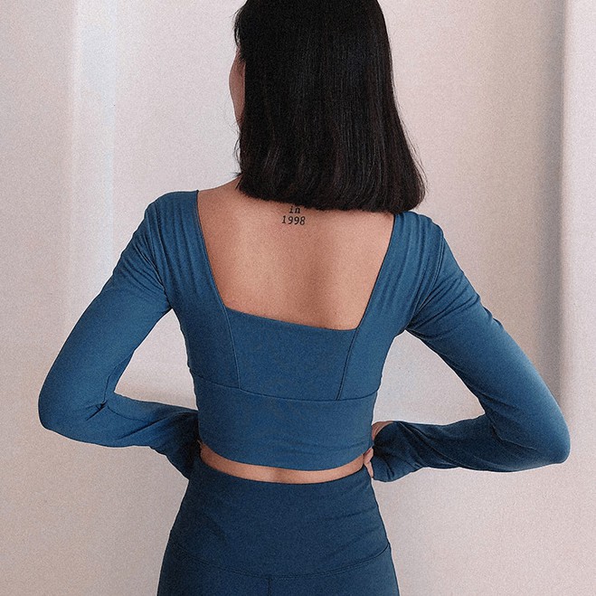 Áo Thun Thể Thao Tay Dài Dáng Ôm Có Đệm Ngực Dành Cho Nữ