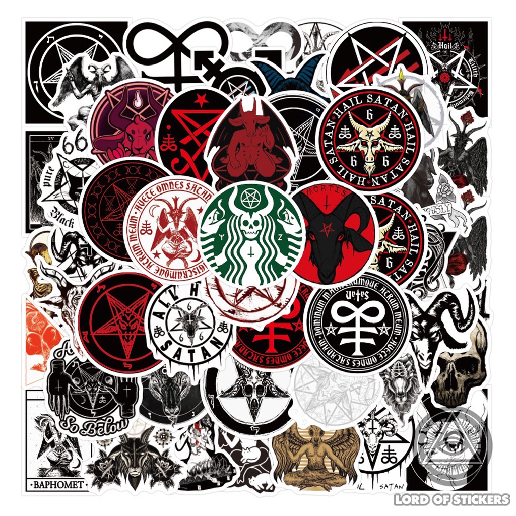 Set 50 Nhãn Dán Quỷ Satan Sticker Graffiti Chống Thấm Nước Trang Trí Mũ Nón Bảo Hiểm, Điện Thoại, Ván Trượt, Laptop, Sổ