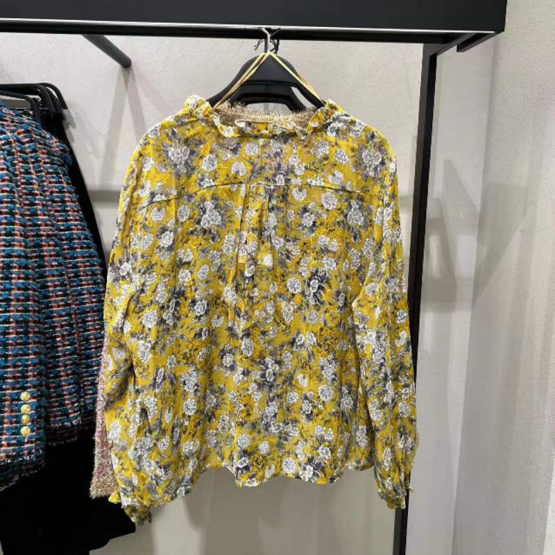 Áo sơ mi voan hoa nhí vàng ZR