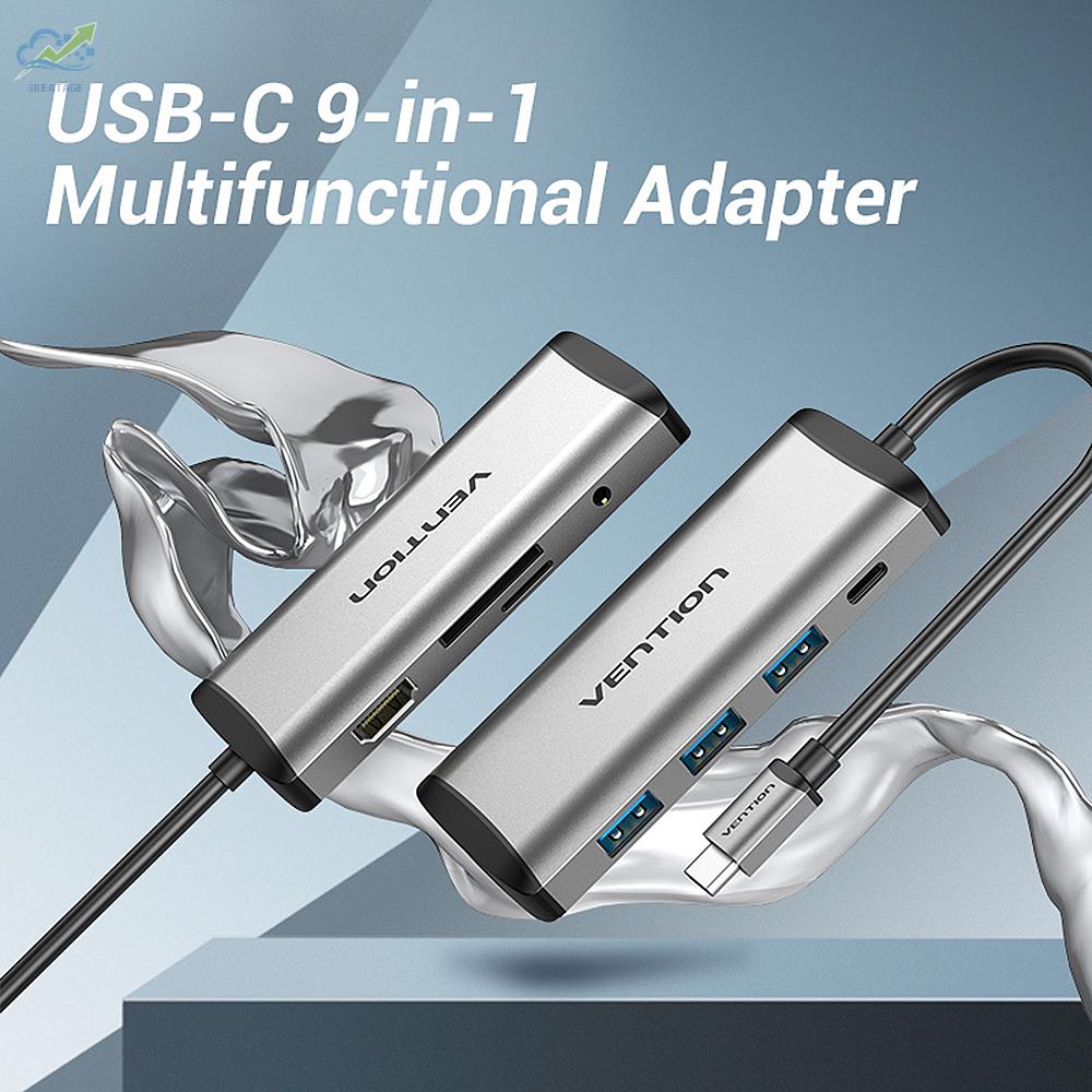g☼Vention THAHB USB C HUB Type-C to 4K HDMI+USB3.0*3+TF+SD+RJ45+3.5mm+PD HUB Dock Adapter Converter Splitter