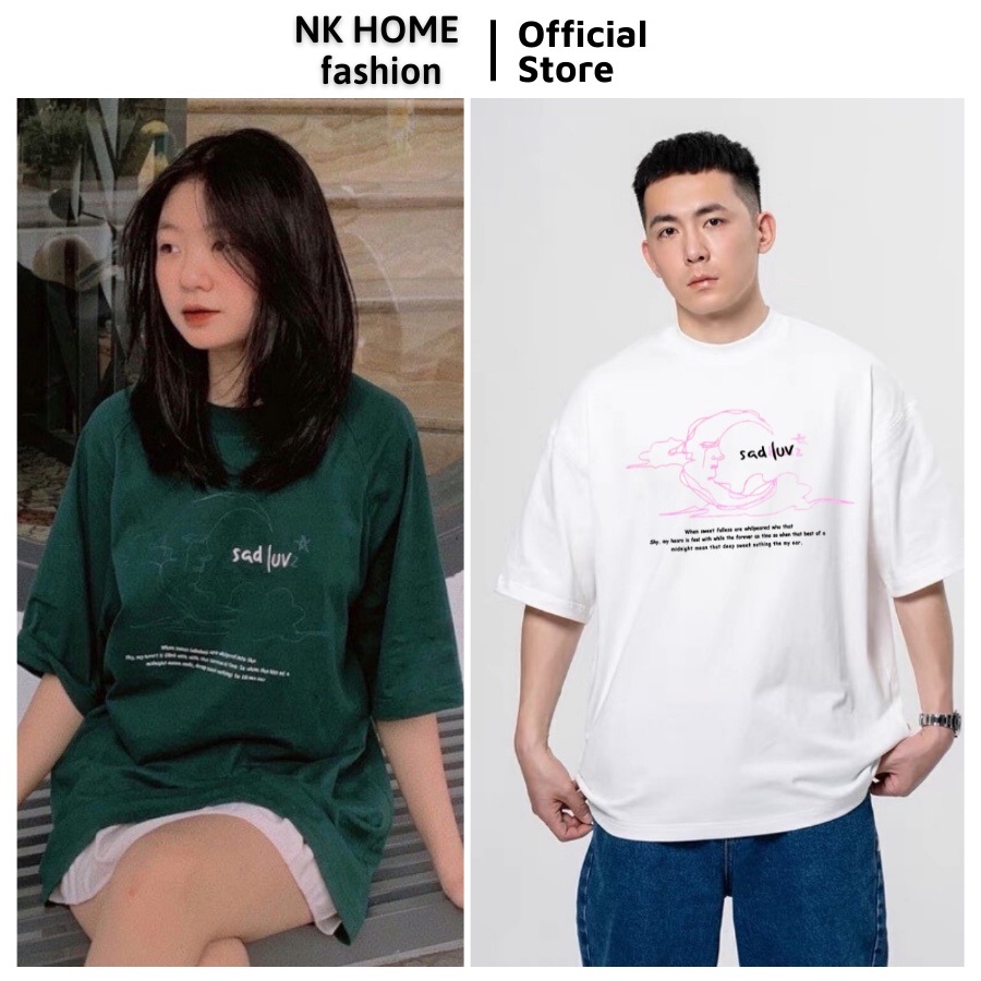 Áo thun tay lỡ unisex SADLUV - Áo phông nam nữ form rộng cho cặp đôi phong cách hàn quốc vải dày dặn