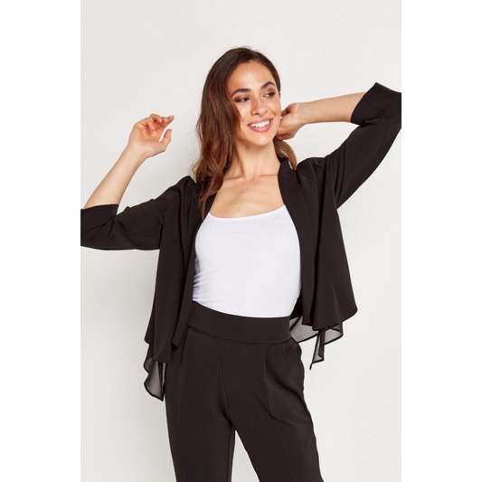 Áo choàng voan lưới mỏng nhẹ vnxk chiffon ruffle waterfall jacket outwear khoác ngoài đầm rũ mềm xuất khẩu dư xịn