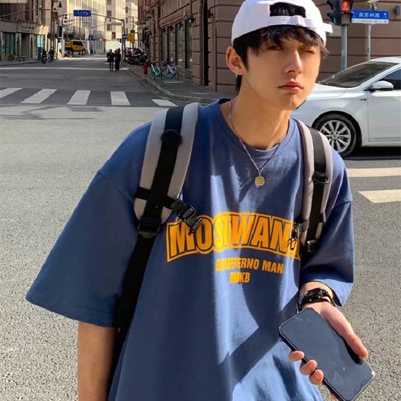 Áo Thun Tay Ngắn Dáng Rộng In Chữ Thời Trang Mùa Hè Cho Nam Size M-5XL