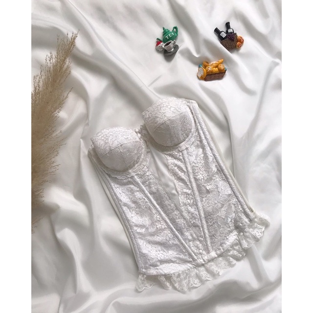 Áo corset trắng ren 2hand