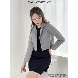 Blazer croptop tay lửng họa tiết check crotop blazer Maxy Workshop