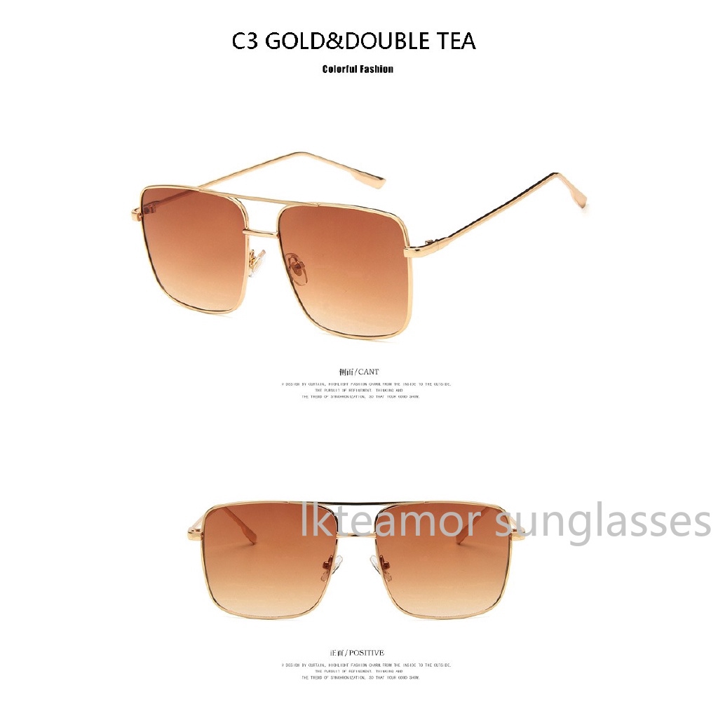 Kính mát kích thước lớn gọng kim loại phong cách sang trọng cho nam và nữ