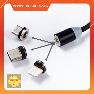 Cáp sạc nam châm – 3 đầu sạc : micro usb + lightning + tye c - dây dù bền đẹp