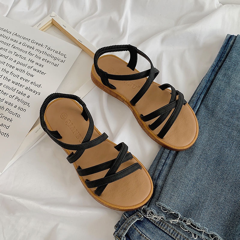 Xăng đan Đế Dày Mềm Mại Phong Cách Roman Cho Nữ Sinh