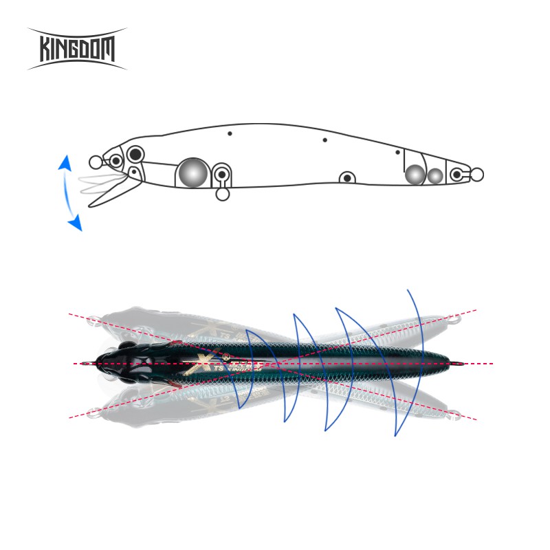 Mồi Câu Cá Giả Kingdom 5339 Dạng Cứng Thiết Kế Môi Di Chuyển Được Cao Cấp 90mm 9g