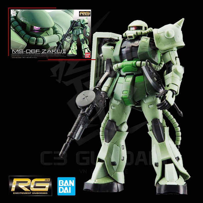 MÔ HÌNH GUNDAM RG 04 1/144 MS-06F ZAKU II XANH BANDAI GUNDAM UC