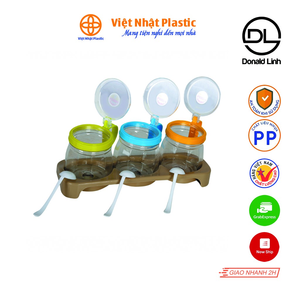 Bộ 3 lọ gia vị có nắp đậy Việt Nhật Plastic 2938 | BigBuy360 - bigbuy360.vn