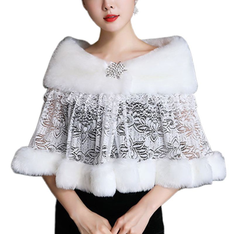 Khăn choàng phối lông mềm mại ấm áp kiểu dáng xinh xắn dành cho cô dâu