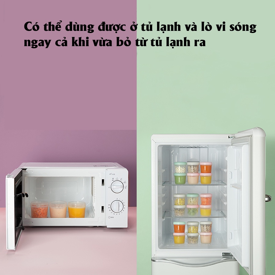 Set 4 hộp trữ đồ ăn dặm AAG6001 đựng thức ăn cho bé trong tủ lạnh an toàn