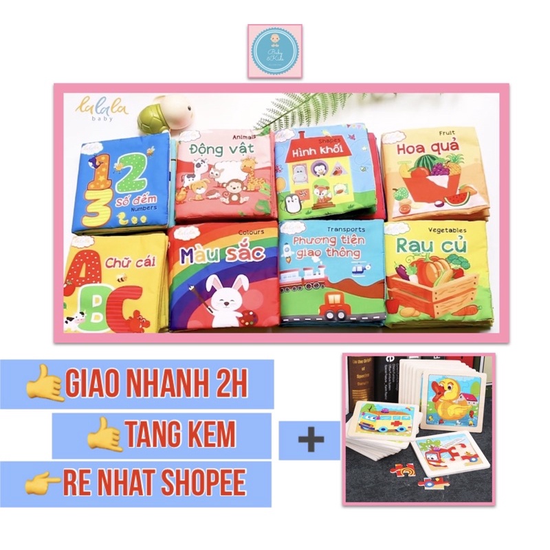 Sách vải an toàn, chính hãng VN Lalababy nhiều chủ đề bé yêu thích nhất