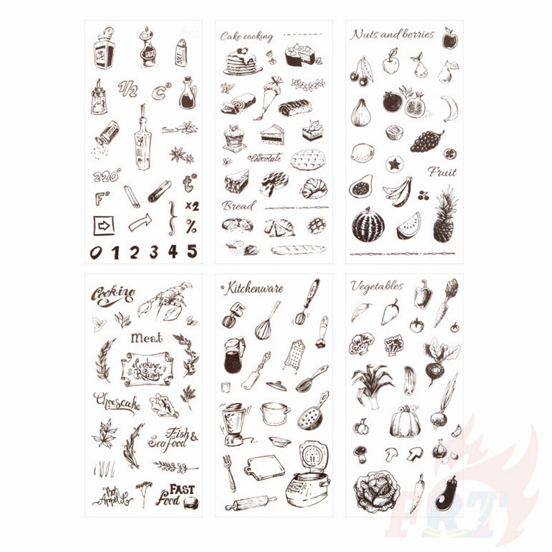 &gt; Ready Stock &lt; ❉ Spare Time Giấy và decal dán tường ❉6Sheet/Set DIY Diary Scrapbooking Decals Stickers