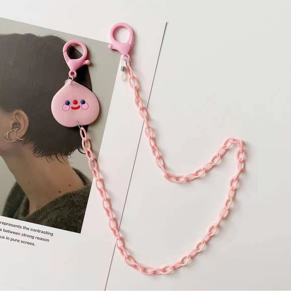 Dây Đeo Mặt Nạ acrylic Hình Quả Đào Hoạt Hình Màu Hồng
