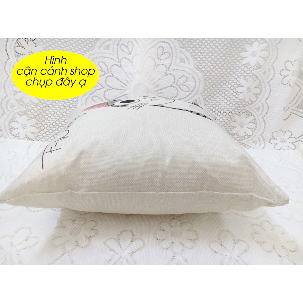 Gối ôm, tựa lưng Sofa Trang Trí Hình Mèo hình Vuông Size 45x45 CM