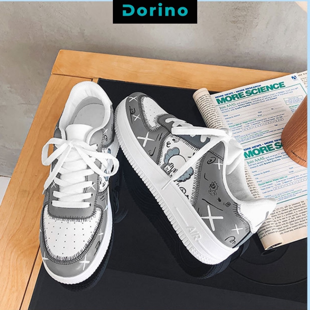 Giày sneaker nam cao cấp cổ thấp đế bằng buộc dây đi học công sở thoáng khí size 39 đến 43 DORINO G48