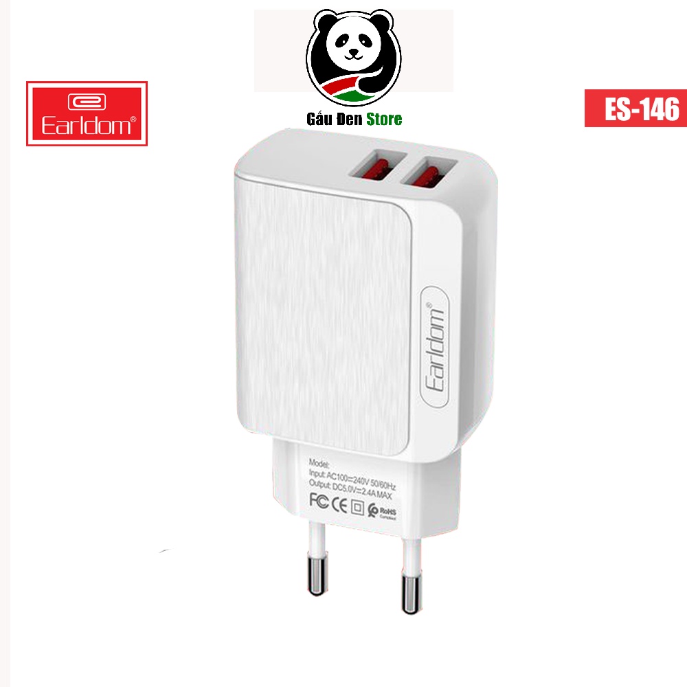 (BH Chính hãng 2 năm) Bộ Sạc 2.4A kèm dây Earldom ES-146