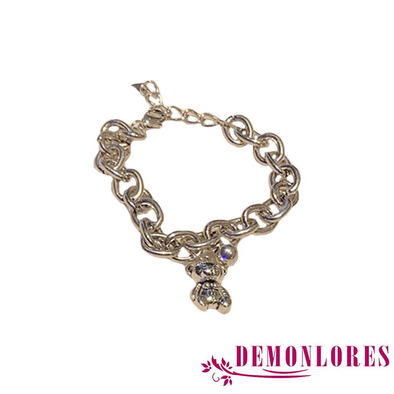 Vòng đeo tay sợi mắt xích mặt hình gấu hoạt hình đơn giản dễ thương cho nữ