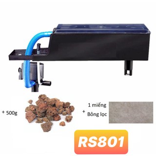 Máy lọc nước bể cá cảnh RS 801 + 500g nham thạch + 1 miếng bông
