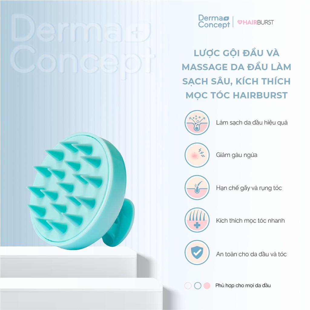 Lược gội đầu và massage da đầu giúp làm sạch sâu, kích thích mọc tóc Hairburst