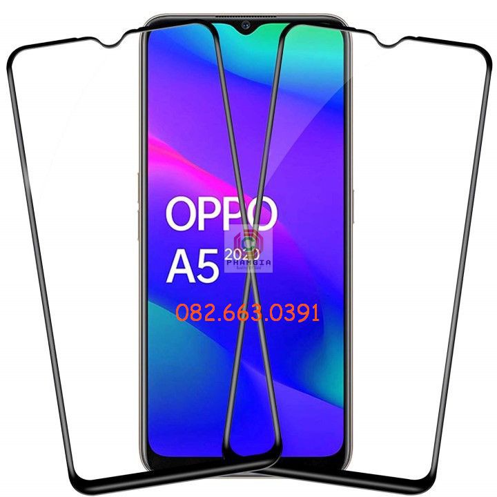Kính cường lực Full màn Oppo A5 2020 Full keo, 9H bền, chuẩn
