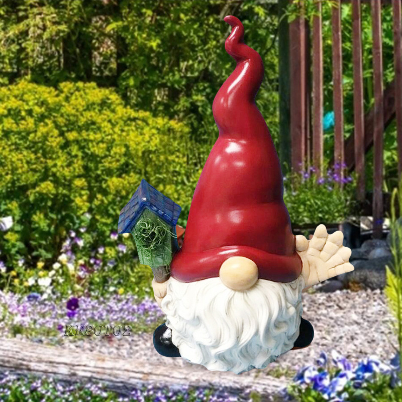 [KESOTO2]Resin Gnome Figure Handmade Standing Tomte Statue Yard Home Office Gift