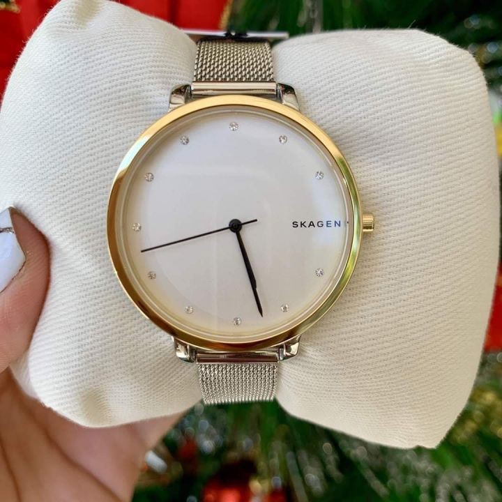 Gm store- Đồng hồ nữ Skagen mặt số màu trắng dây bạc