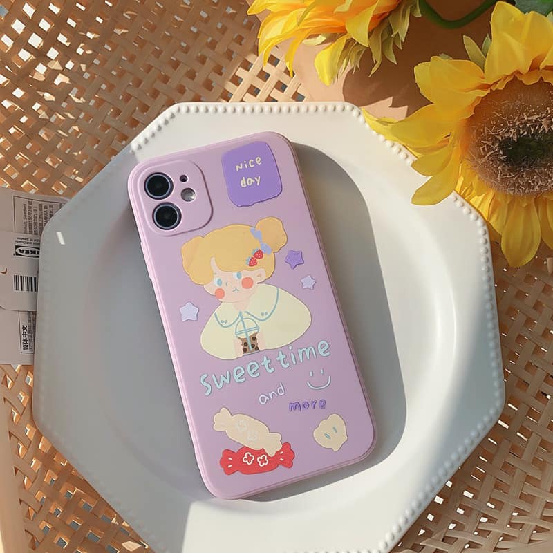 Ốp Lưng Điện Thoại Nhựa Mềm Bé Gái Sweet Time