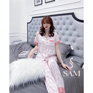 Bộ lụa mặc nhà Sam tay cộc quần dài