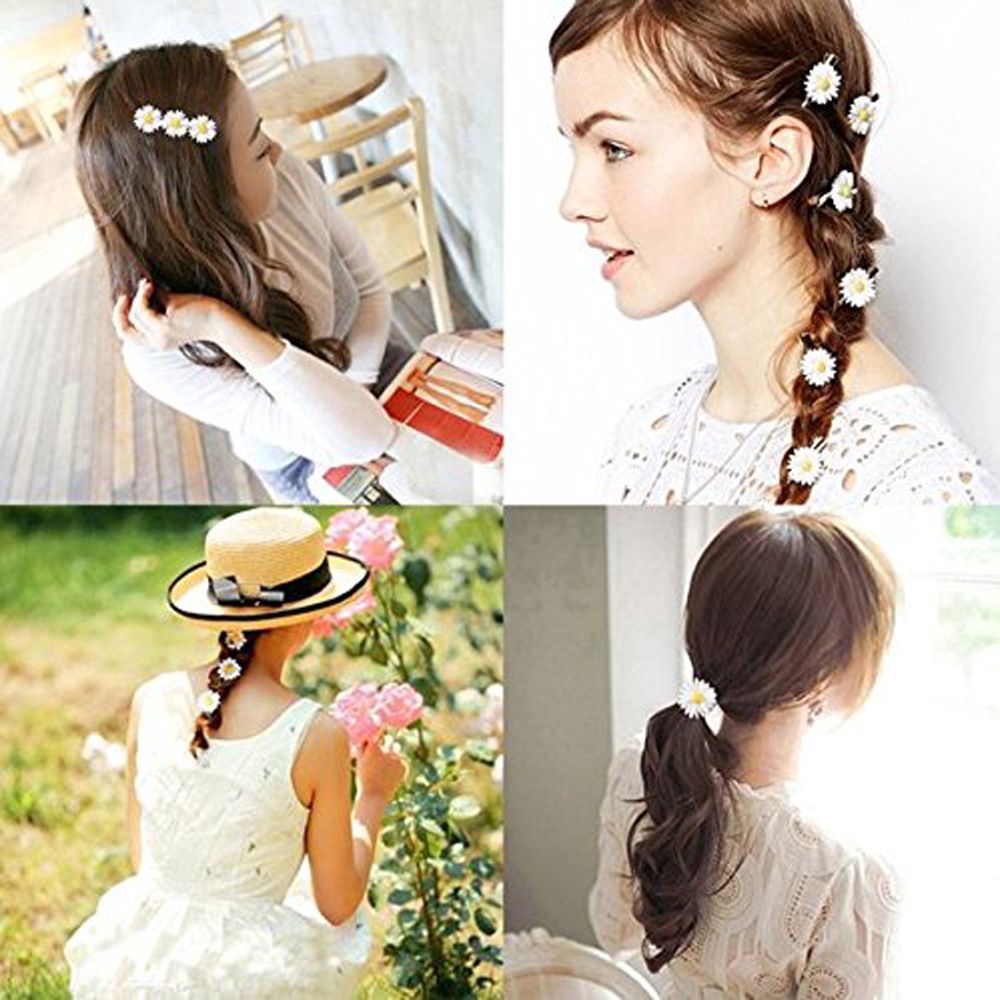 Set 2 phụ kiện trang trí tóc gắn hình cúc họa mi xinh xắn dành cho nữ