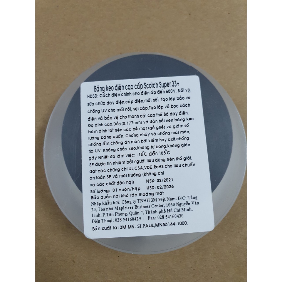 Băng keo điện 3M super 33+, super 35, cách điện hạ thế size 19mm x 20m