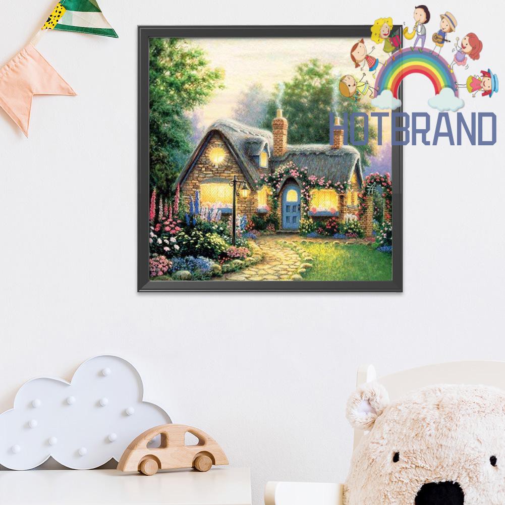 Bộ Tranh Thêu Chữ Thập 11ct Tự Làm 40x40cm Hình Ngôi Nhà