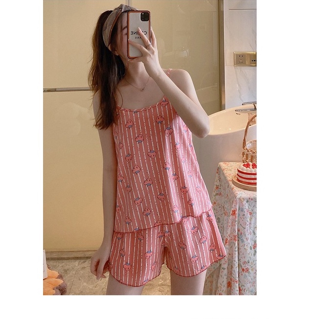 Bộ ngủ nữ hai dây cotton mềm mại họa tiết trẻ trung xinh xắn 💞 Bộ mặc nhà cute dễ thương 235💞💞💞