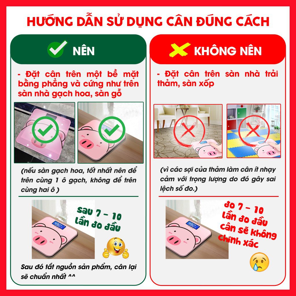 Cân sức khỏe , cân điện tử gia đình có đèn LED hiển thị nhiệt độ chạy pin AAA có thẻ bảo hành 12 tháng