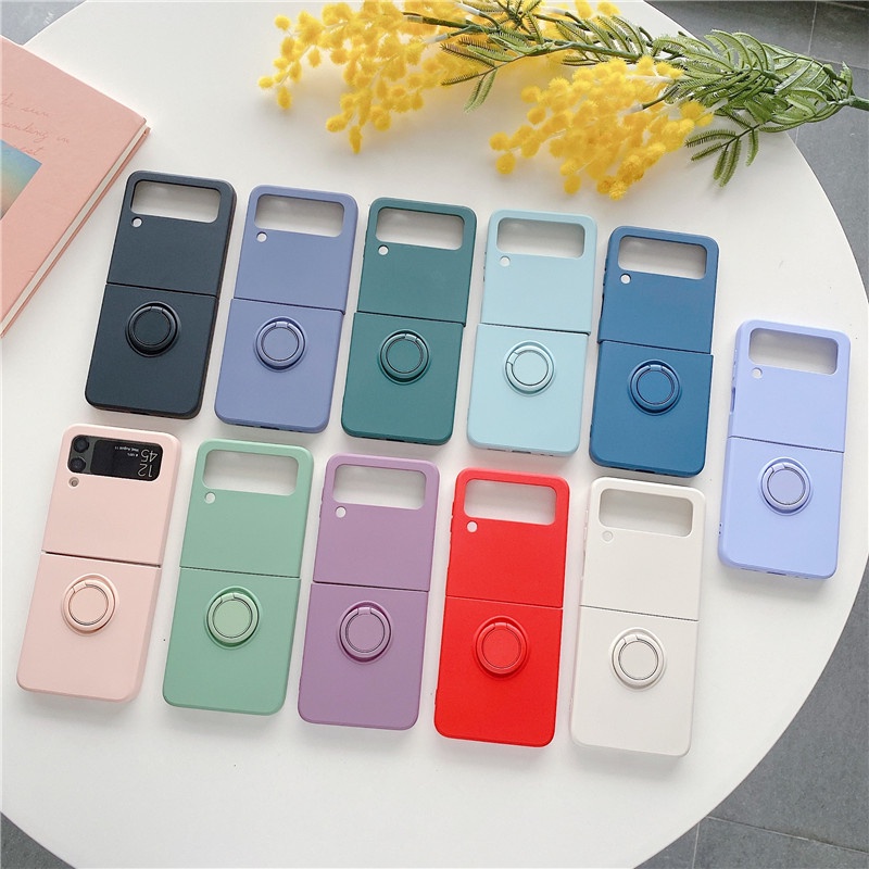 Ốp Điện Thoại Silicon Dẻo Mỏng Nhẹ Kèm Giá Đỡ Dây Đeo Sợi Micro Cho Samsung Galaxy Z Flip 3 5G Z Flip3 Z3