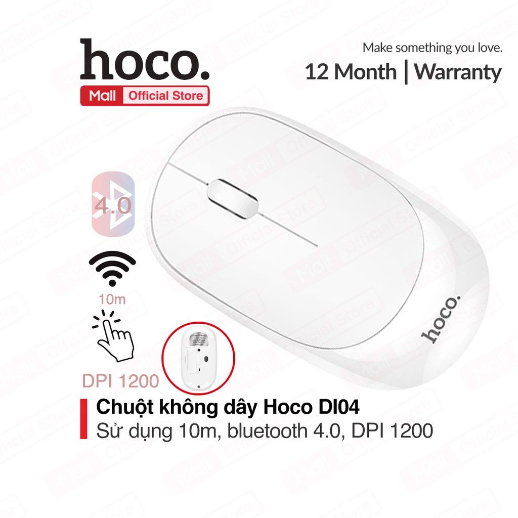 Chuột không dây Hoco DI04, sử dụng 10m, bluetooth 4.0, trọng lượng nhẹ, click chuột nhạy