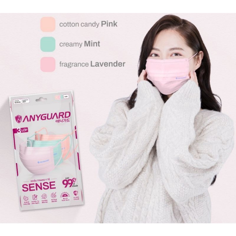 Khẩu Trang Y Tế Sense - có 10 cái 3 màu trong 1 bịch