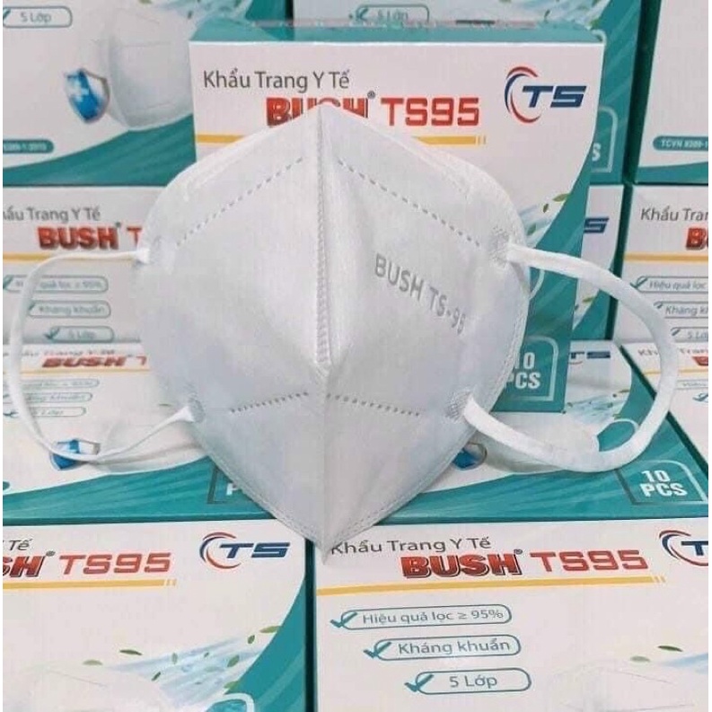 [Hộp 10cái] Khẩu Trang Kháng Khuẩn 5 Lớp BUSH TS95 Hàng Chính Hãng