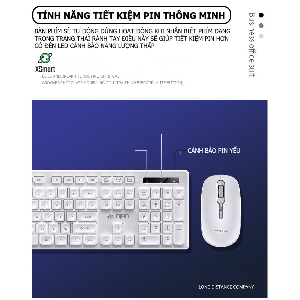 Bộ bàn phím và chuột không dây cho máy tính laptop pc siêu đẹp V3Max, combo phím chuột văn phòng làm việc kết nối xa 10m | BigBuy360 - bigbuy360.vn