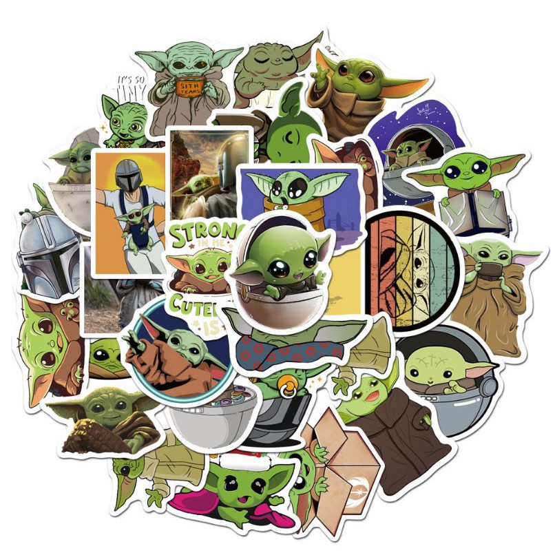 Sticker Baby Yoda nhựa PVC không thấm nước, dán nón bảo hiểm, laptop, điện thoại, Vali, xe, Cực COOL #181